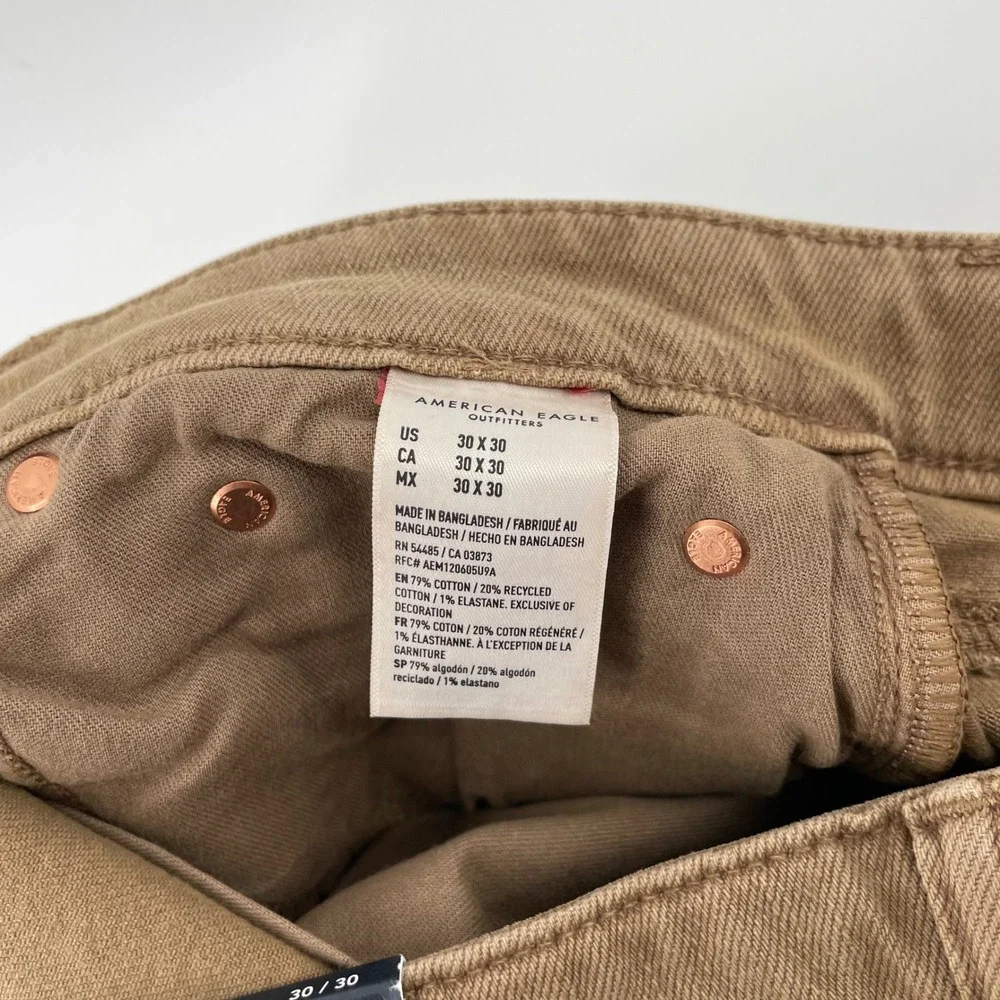 American Eagle Slim Straight Easyflex Jeans Toasted Almond Brown 30x30 NEW